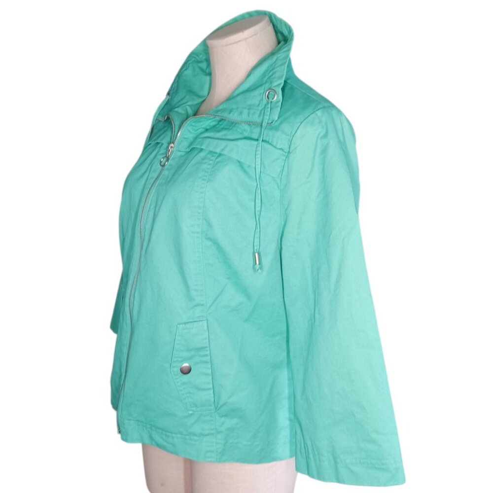 Studio Works Petite Large Canvas Spring Jacket Seafoam Green Lined Full Zip - Picture 4 of 14